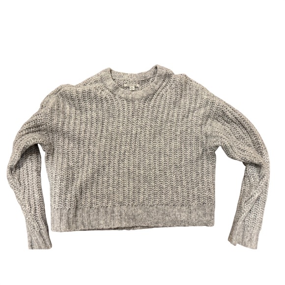 American Eagle Chunky Knit Cropped Sweater Women's Small Gray - Picture 1 of 4